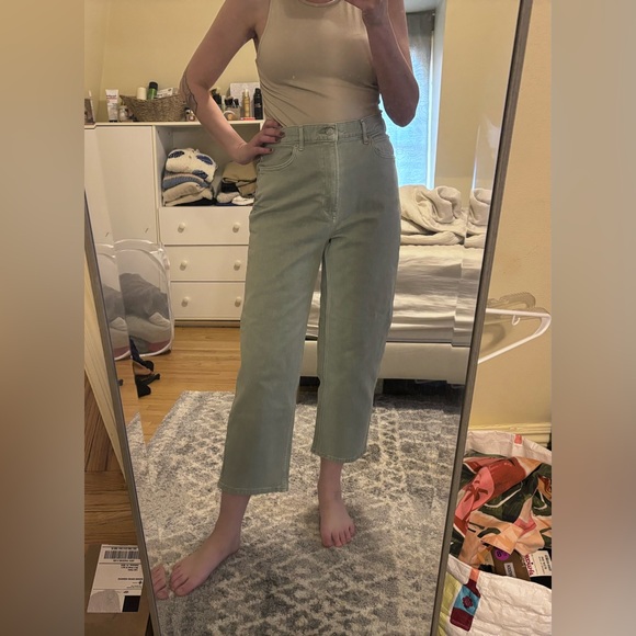 NWT Everlane Way High Straight Leg High Rise Jeans Green Size 30 - Picture 5 of 12